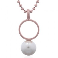 Sphere Pearl With Rose Gold Plated Circle 925 Silver Pendants