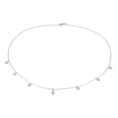 Centered Leaf With Silver Discs 925 Chain Necklace