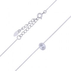 Oval Shaped CZ Charm In Sterling Silver Chain Necklace