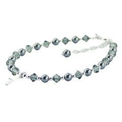 Swarovski Crystal Pearl Bracelet Silver Cross Charm