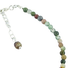 Multicolored Round Agate Bead Bracelet with Silver Clover Charm 3