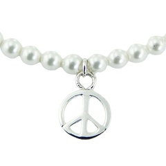 Swarovski Crystal Pearl Bracelet Polished Silver Peace Charm 2