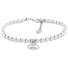 Swarovski Crystal Pearl Bracelet Polished Silver Peace Charm 