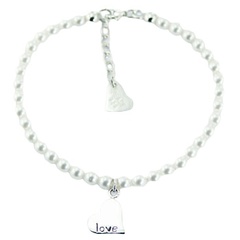 Swarovski Crystal Pearl Bracelet Cute Silver Heart Charm