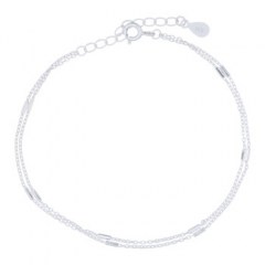 Sticks In Double Layers Of Flat Silver Plated 925 Chain Bracelet by BeYindi