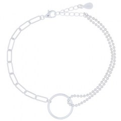 Two Chain Styles With Circle In 925 Bracelets Silver Plated