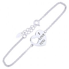 "I Love You" Message Sterling Silver Bracelet