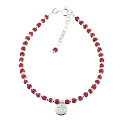 Red Glass & Silver Bead Bracelet with Silver Infinity Charm by BeYindi