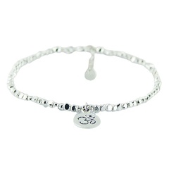 Sterling Silver Cuboid Beads Bracelet with Om Charm 
