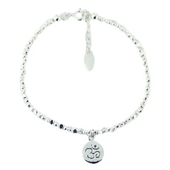 Sterling Silver Cuboid Beads Bracelet with Om Charm by BeYindi