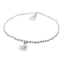 Sterling Silver Beads Stretch Bracelet with OM Charm 