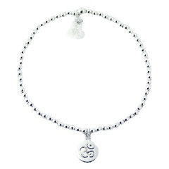 Sterling Silver Beads Stretch Bracelet with OM Charm