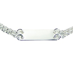 Double Sterling Silver Curb Chain Bracelet with Blank Silver Rectangle by BeYindi 2