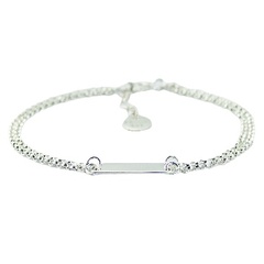Double Sterling Silver Curb Chain Bracelet with Blank Silver Rectangle by BeYindi 