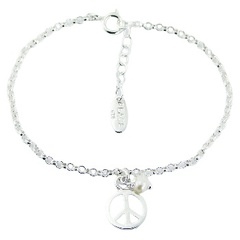 Sterling Silver Peace Charm Bracelet with Freshwater Pearl by BeYindi