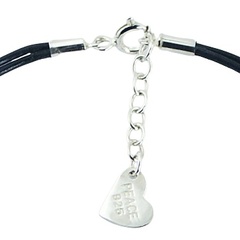 Leather Bracelet String of Sterling Silver Beads & Hearts 3