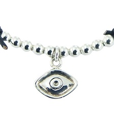 Leather Bracelet Polished Sterling Silver All-seeing Eye & Beads 2