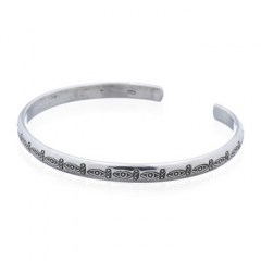 Evil Eyes Line On Sterling 925 Silver Antiqued Bangle by BeYindi
