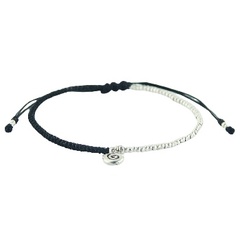 Tibetan Spiral Silver Charm and Small Beads Macrame Bracelet 