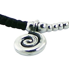 Tibetan Spiral Silver Charm and Small Beads Macrame Bracelet 2