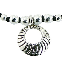 Antiqued Silver Charm Polished Spheres Macrame Bracelet 2