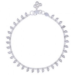 Embellished With Paisley Shapes 925 Silver Anklet Chain