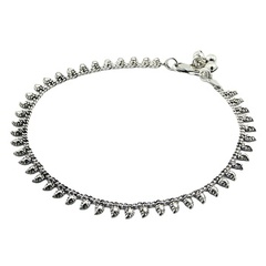 Embellished With Paisley Shapes 925 Silver Anklet Chain by BeYindi 