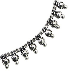 Adorable Puffed Flowers Fancy Sterling Silver Anklet Chain 