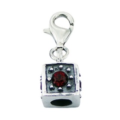 Swarovski Crystals Sterling Silver Cube Charm With Spheres