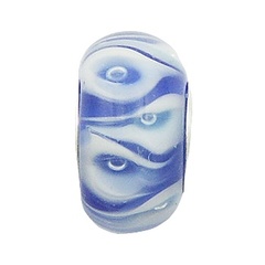 Blue White Bubbles Murano Glass Bead Intriguing Pattern by BeYindi