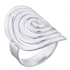 Spiral In Oval Shape Sterling Plain Silver Rings