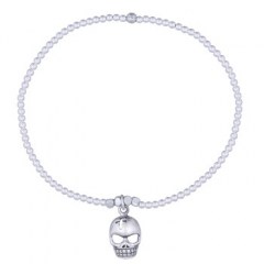 Skull Beads Stretchable 925 Bracelet 