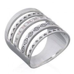 Geometric Parallel Lines 925 Sterling Silver Rings