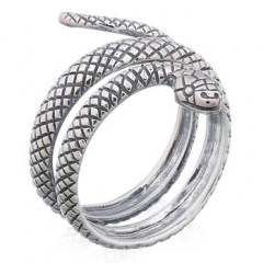 925 Silver Coiled Snake Oxidized Ring by BeYindi