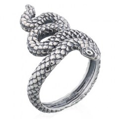 Intricate Scalps 925 Silver Oxidized Snake Ring by BeYindi