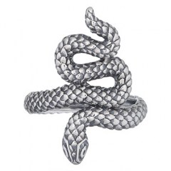 Intricate Scalps 925 Silver Oxidized Snake Ring by BeYindi 