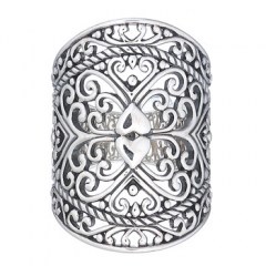 Filigree Heart Antiqued 925 Silver Ring by BeYindi 