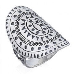Mandala Sun Oxidized Silver 925 Rings