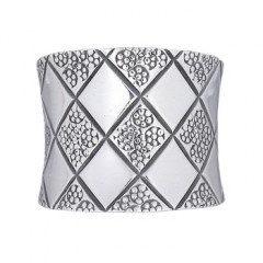 Square Off Chessboard 925 Silver Adjustable Ring by BeYindi 
