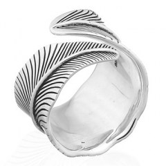 Curly 925 Silver Leaf Adjustable Ring by BeYindi