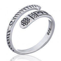 Modern Ethnic Silver Oxidized Adjust Rings
