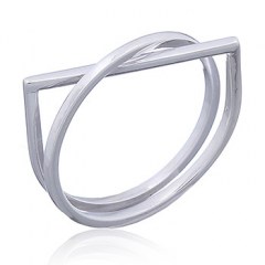 Paired 925 Silver Ring Round Band and Flat Top by BeYindi