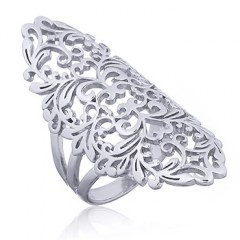 Long 925 Silver Lace-like Filigree Ring by BeYindi