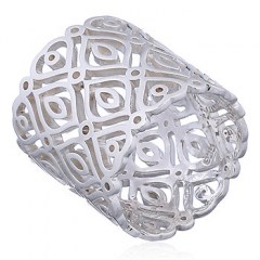 Wide Band Openwork Lace Silver Ring by BeYindi