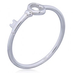 Smooth Key to My Heart Silver Ring