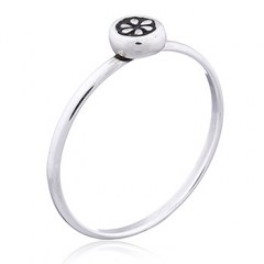 Sterling Silver Ring with Dainty Round Flower