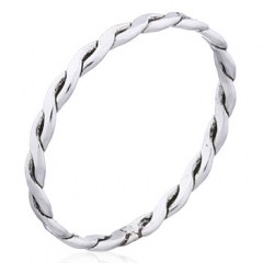 Flat Braided 925 Sterling Silver Stackable Ring