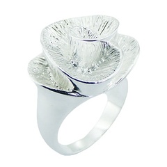 Adorable Twirled Flower Plain 925 Silver Plated Designer Ring