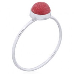A Single Red Sponge Coral 925 Sterling Silver Rings