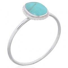 Synthetic Turquoise Ovate Sterling Silver Rings